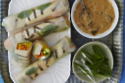 Grilled Tofu and Tangerine Summer rolls with Spicy Peanut Sauce