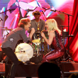 Lady Gaga and Sir Mick Jagger dual-off at album launch show