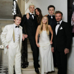 Victoria Beckham posed with her family before the party (c) Instagram