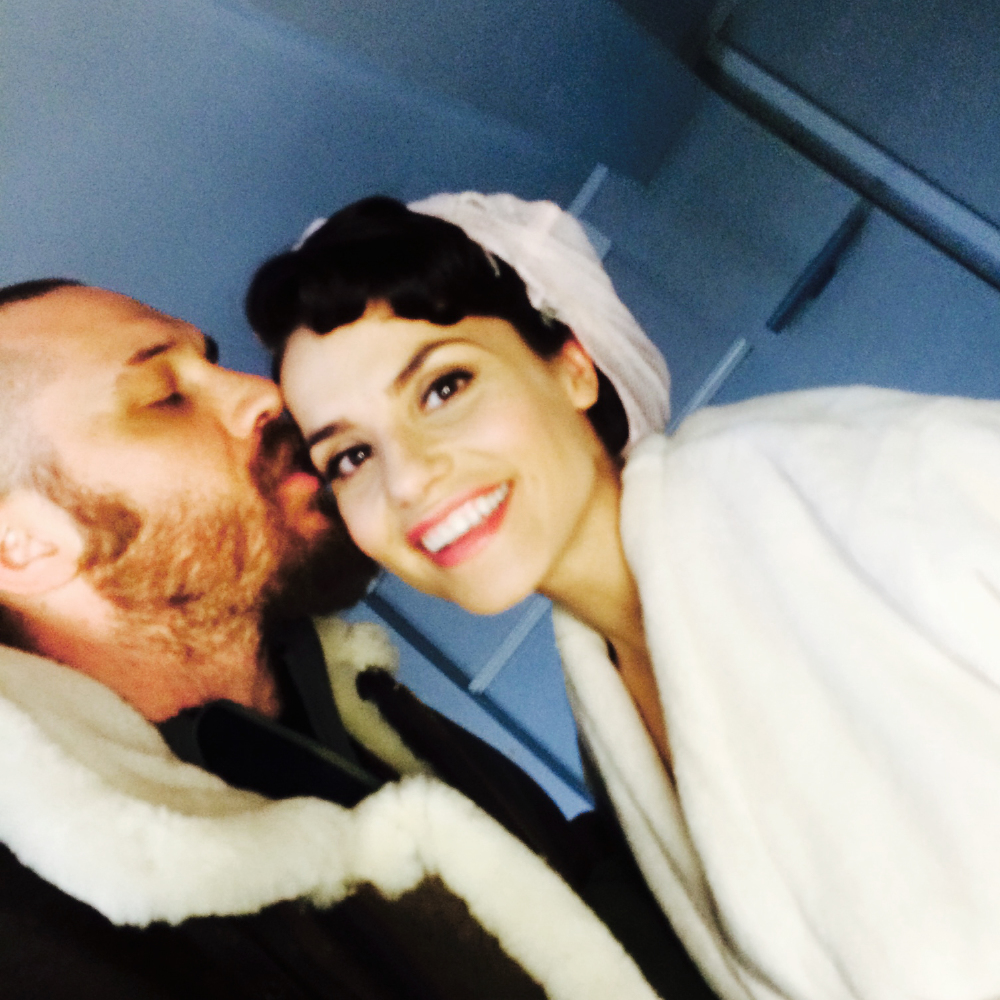Tom Hardy kissing his wife Charlotte
