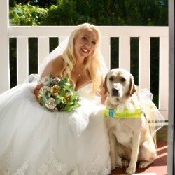Lizzie and her dog Ziggy at her wedding in September 2019